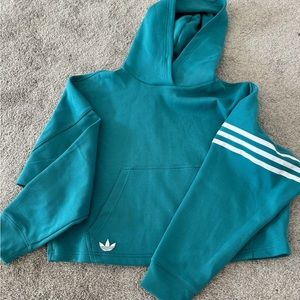 Brand new Adidas originals 3-stripe teal hoodie in size small